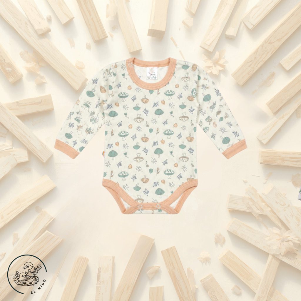 Body de Algodón Manga Larga para Bebé - Estampado Honguitos - Image 2